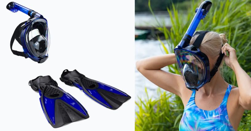 Pełnotwarzowa maska i płetwy do snorkelingu AQUASTIC SMFA-01LN