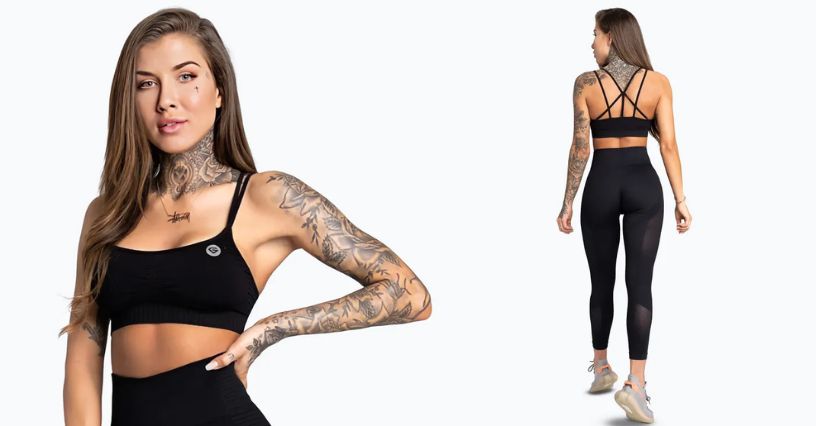 Czarny stanik bezszwowy z wysoki wsparciem Gym Glamour