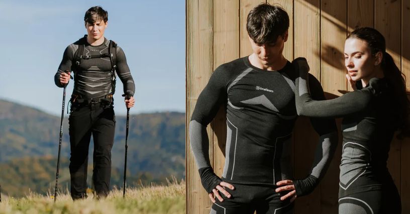 Mężczyzna i kobieta prezentują termoaktywną bieliznę idealną na jesień i zimę