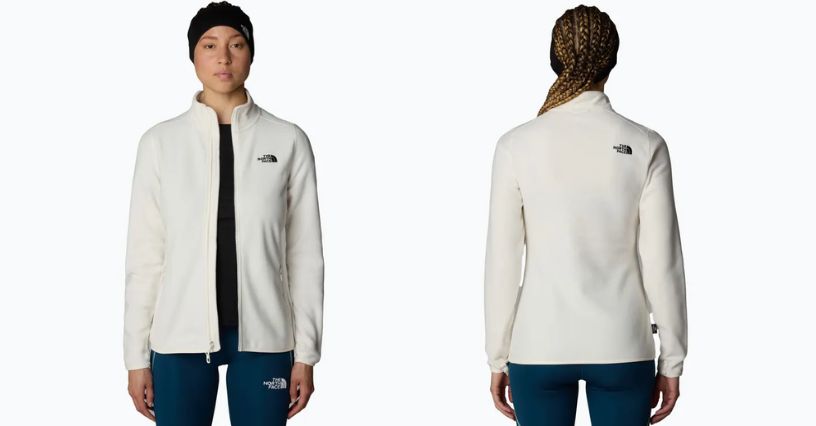 Kobieta ma ubrany rozpinany polar damski The North Face 100 Glacier FZ
