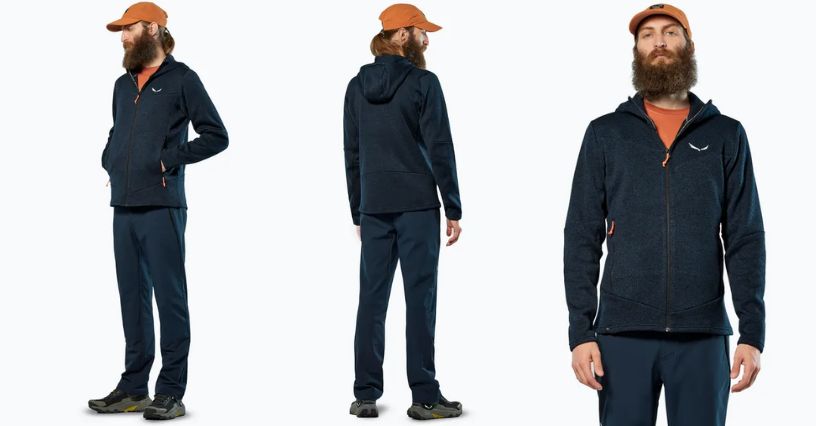 Mężczyzna ubrany w polar Salewa Puez Rocca Polarlite Hood 