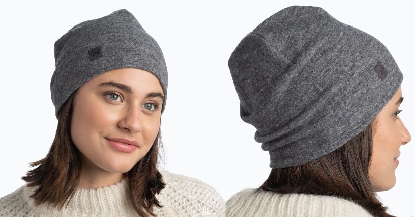 Kobieta w zimowej czapce merino BUFF Merino Fleece