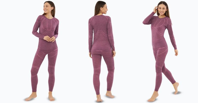 Kobieta w komplecie bielizny termoaktywnej z wełny merino damska Viking Lana Pro Merino