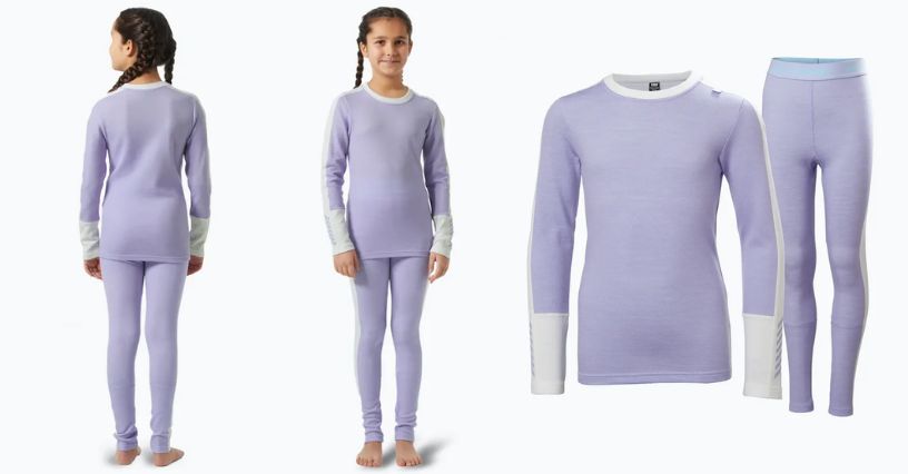 Dziewczynka w bieliźnie termoaktywnej dziecięcej Helly Hansen JR Lifa Merino Midweight