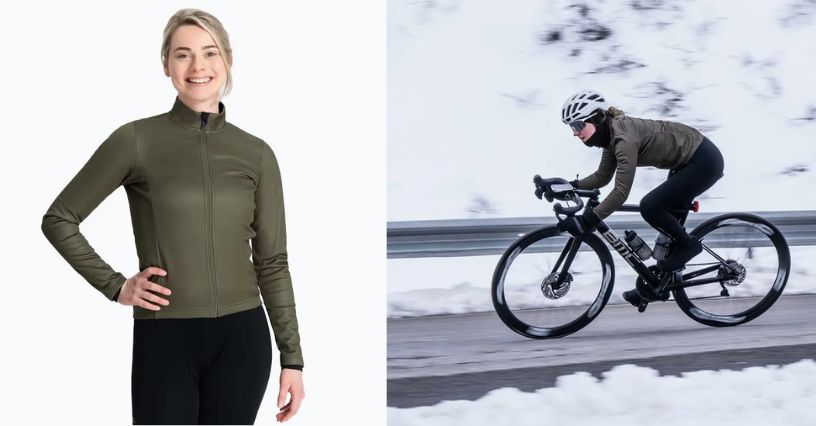 Kobieta w kurtce rowerowej zimowej Rogelli Core Winter