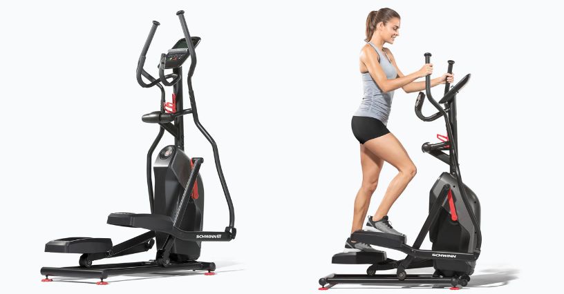 Kobieta w stroju sportowym ćwicząca na orbitreku z przednim napędem Schwinn 510E