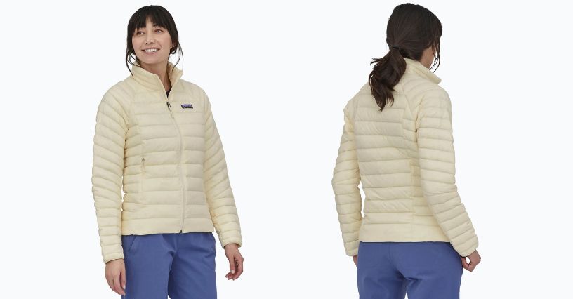 Kobieta w puchowej kurtce Patagonia Down Sweater 