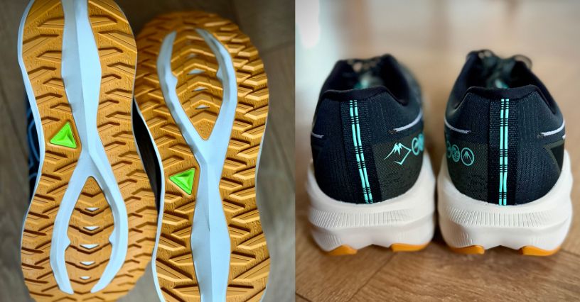 Podeszwa z gumy ASICSGRIP oraz zapiętki w butach do biegania ASICS Blazeblast