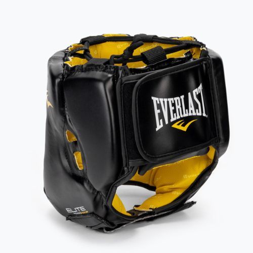 Kask bokserski męski Everlast Elite Lea Headgear czarny
