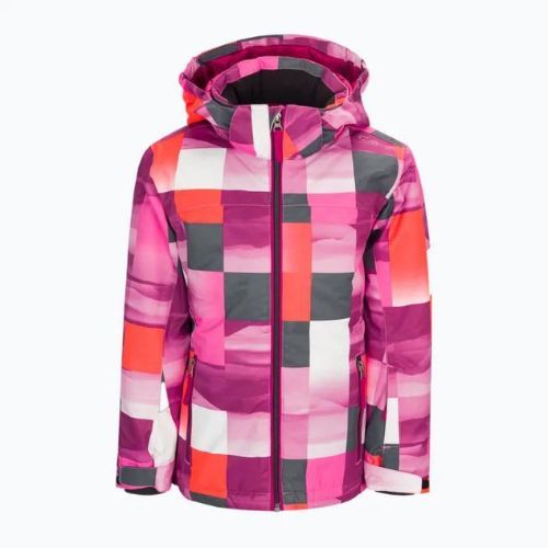 Kurtka narciarska dziecięca CMP 39W2085 sangria/purple fluo