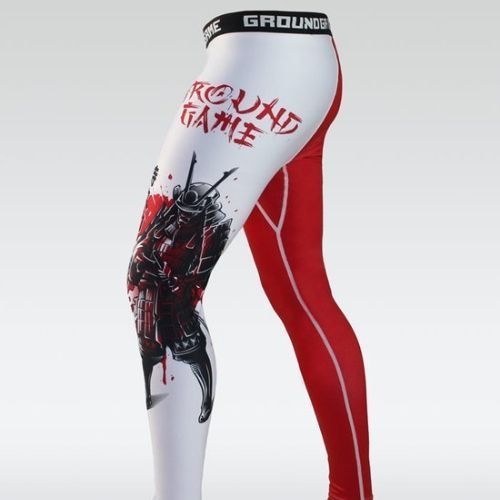 Legginsy treningowe męskie Ground Game Kettei czerwone/białe