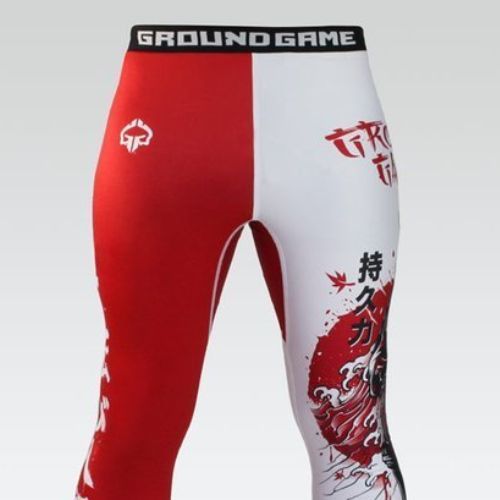 Legginsy treningowe męskie Ground Game Kettei czerwone/białe