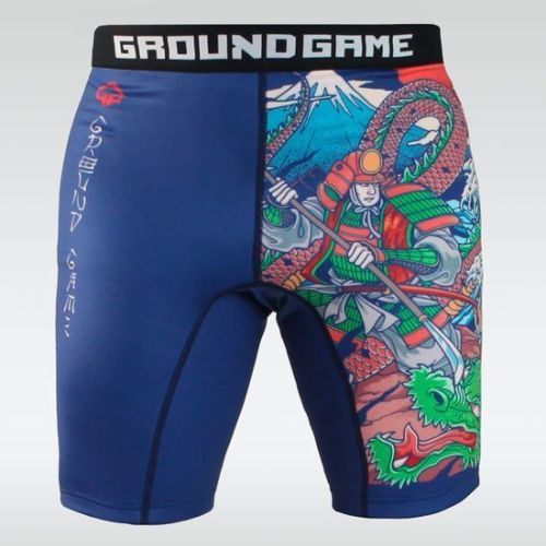 Spodenki treningowe męskie Ground Game Vale Tudo Tatakai niebieskie