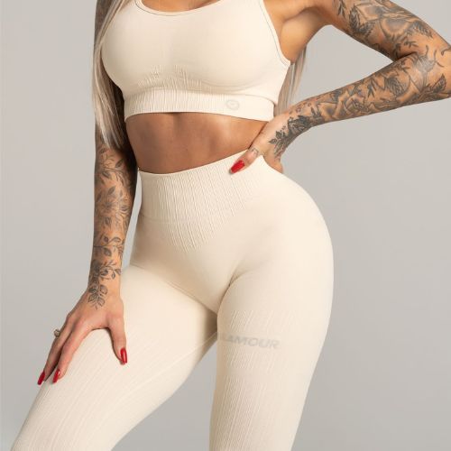 Legginsy treningowe damskie Gym Glamour Push Up cream