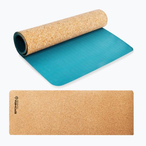 Mata do jogi korkowa Spokey Savasana 4 mm niebieska 926522