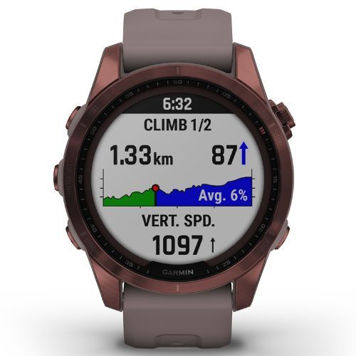 Zegarek Garmin Fenix 7S Sapphire Solar Hrm Elevate Ox brązowy 010-02539-29