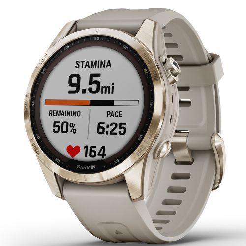 Zegarek Garmin Fenix 7S Sapphire Solar Hrm Elevate Ox złoty 010-02539-21