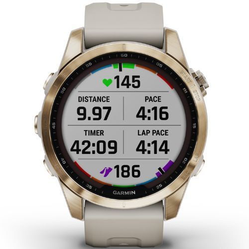 Zegarek Garmin Fenix 7S Sapphire Solar Hrm Elevate Ox złoty 010-02539-21