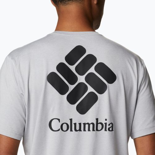 Koszulka trekkingowa męska Columbia Tech Trail Graphic columbia grey heather/csc stacked logo