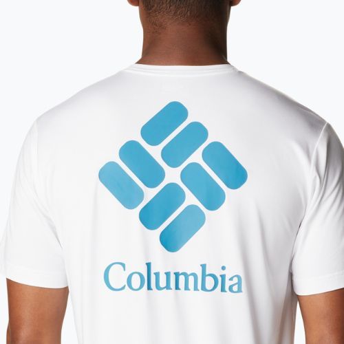 Koszulka trekkingowa męska Columbia Tech Trail Graphic white heather/csc stacked logo