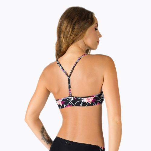 Góra od stroju kąpielowego ROXY Active Bralette anthracite/floral flow