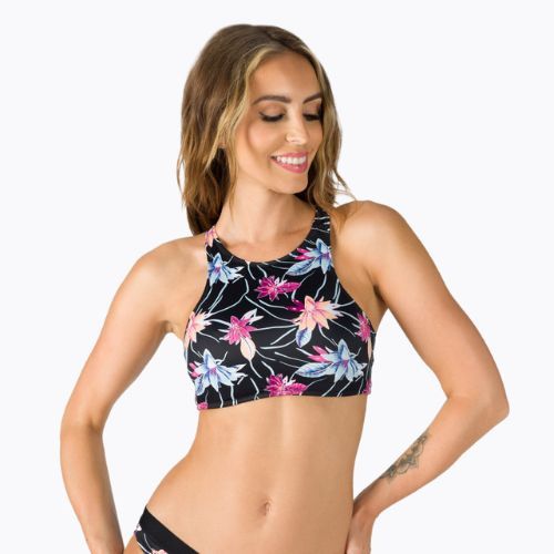 Góra od stroju kąpielowego ROXY Active Crop Top anthracite/floral flow