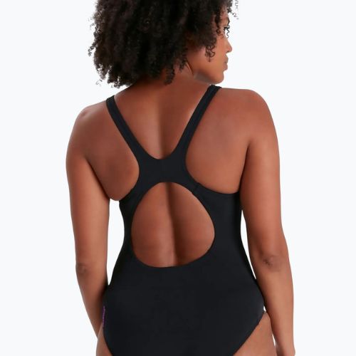 Strój pływacki jednoczęściowy damski Speedo Placement Muscleback black/neon orchid/fluo tang