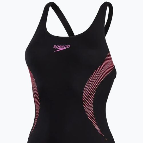 Strój pływacki jednoczęściowy damski Speedo Placement Muscleback black/neon orchid/fluo tang