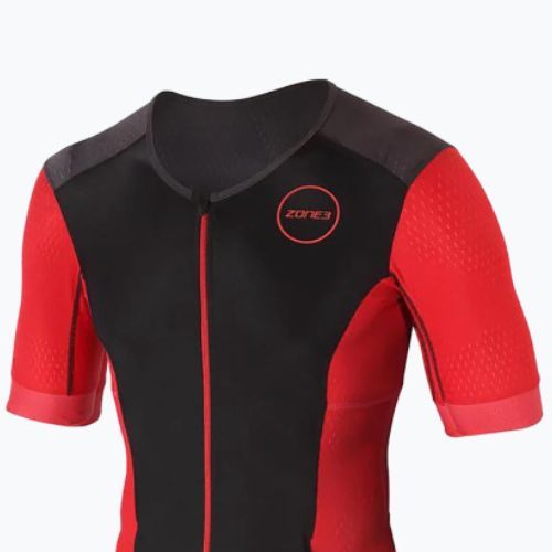 Kombinezon triathlonowy męski ZONE3 Aquaflo+ Full Zip Trisuit black/red
