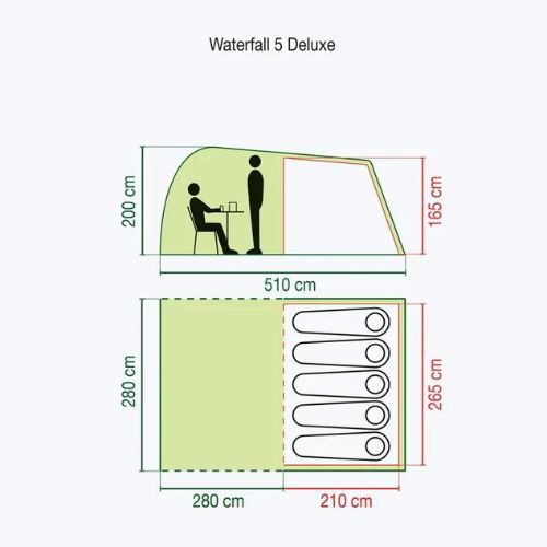Namiot kempingowy 5-osobowy Coleman Waterfall 5 Deluxe green