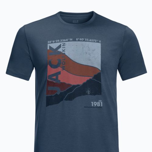 Koszulka trekkingowa męska Jack Wolfskin Crosstrail Graphic thunder blue