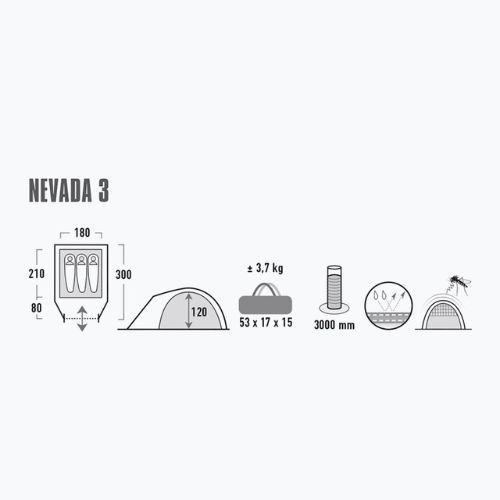 Namiot kempingowy 3-osobowy High Peak Nevada 3 nimbus grey