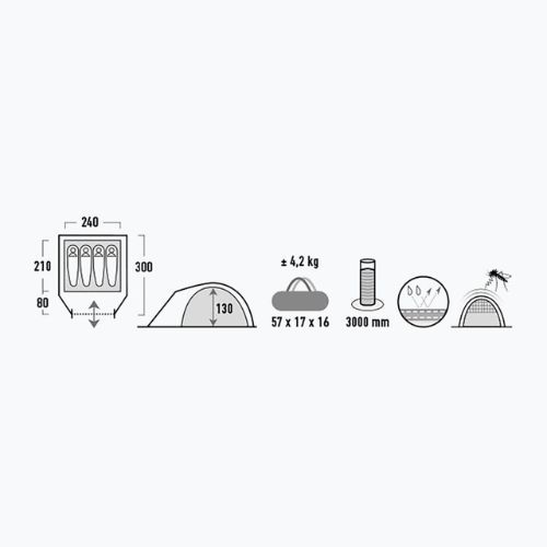 Namiot kempingowy 4-osobowy High Peak Nevada 4 nimbus grey