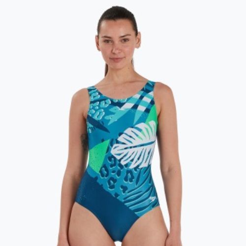 Strój pływacki jednoczęściowy damski Speedo Placement U-Back blue/green