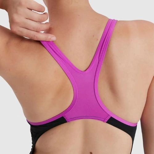 Strój pływacki jednoczęściowy damski Speedo Placement Laneback black/pink