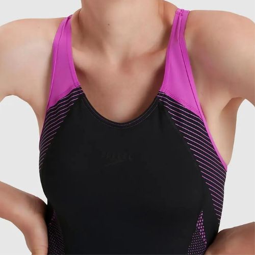 Strój pływacki jednoczęściowy damski Speedo Placement Laneback black/pink