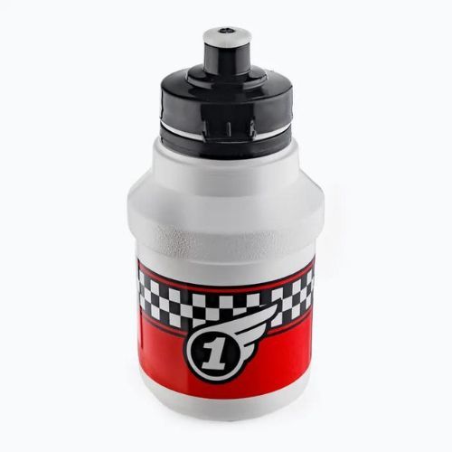 Bidon rowerowy z koszykiem dziecięcy Polisport Race+ 300 ml white/red