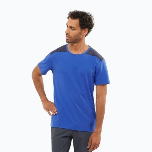 Koszulka trekkingowa męska Salomon Essential Colorbloc nautical blue