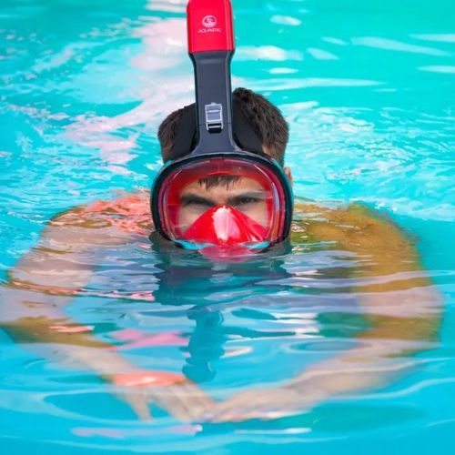 Maska pełnotwarzowa do snorkelingu AQUASTIC SMA-01SC czerwona
