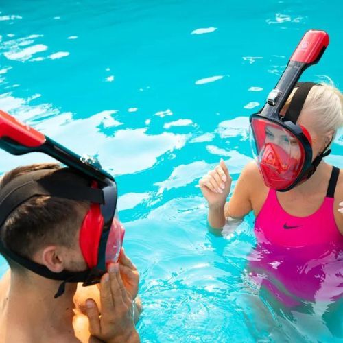 Maska pełnotwarzowa do snorkelingu AQUASTIC SMA-01SC czerwona