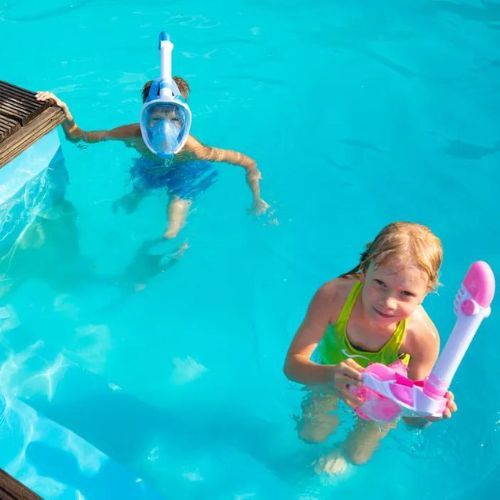 Maska pełnotwarzowa do snorkelingu dziecięca AQUASTIC SMK-01N niebieska