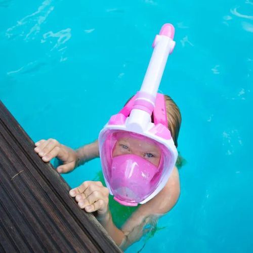 Maska pełnotwarzowa do snorkelingu dziecięca AQUASTIC SMK-01R różowa