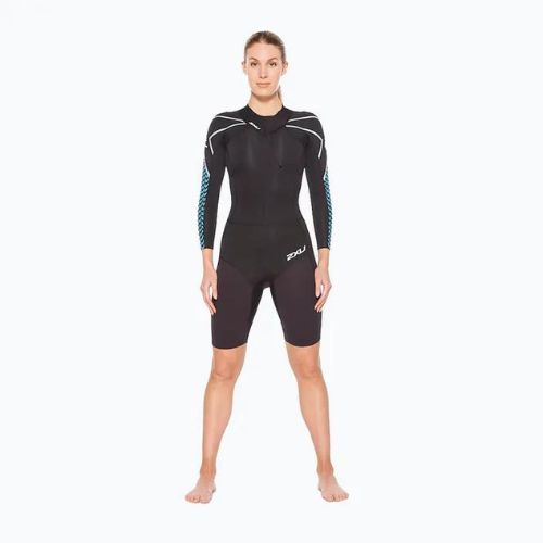 Pianka triathlonowa damska 2XU Swimrun 1 3 mm black/aquarius teal print