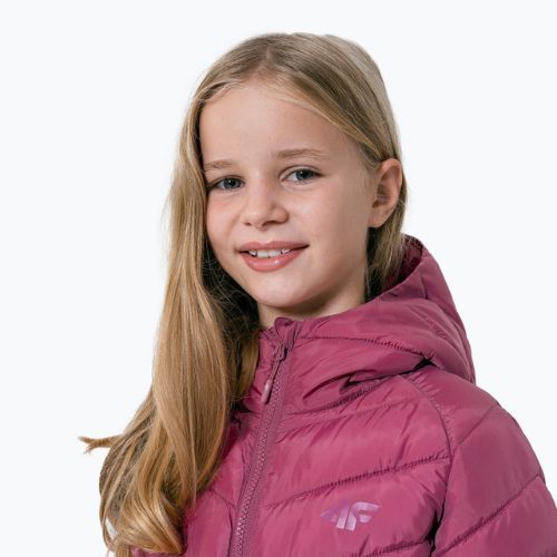 Płaszcz puchowy dziecięcy 4F JKUDP003 dark pink
