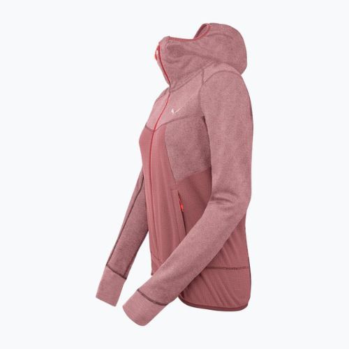 Bluza trekkingowa damska Salewa Puez Hybrid PL FZ Hoody mauvemood melange/fluo coral