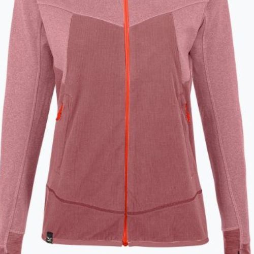 Bluza trekkingowa damska Salewa Puez Hybrid PL FZ Hoody mauvemood melange/fluo coral