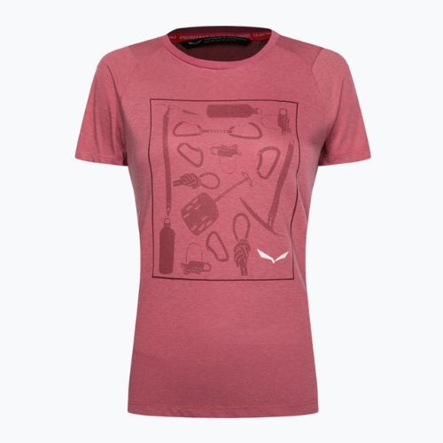 Koszulka trekkingowa damska Salewa Pure Box Dry mauvemood melange/syrah