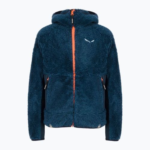 Bluza polarowa dziecięca Salewa Puez Highloft 2 PL Hooded dark denim/fluo orange