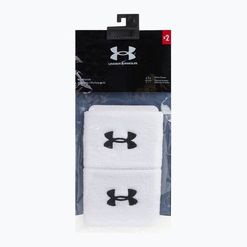 Frotki na nadgarstek męskie Under Armour Performance Wristbands 2 szt. white/black