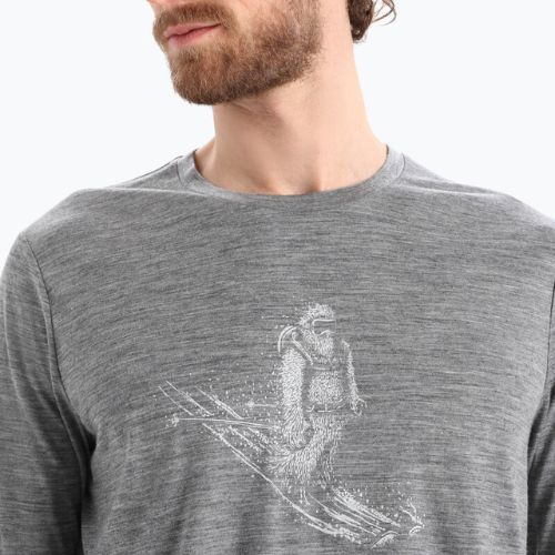 Longsleeve trekkingowy męski icebreaker Tech Lite II Skiing Yeti gritstone heather